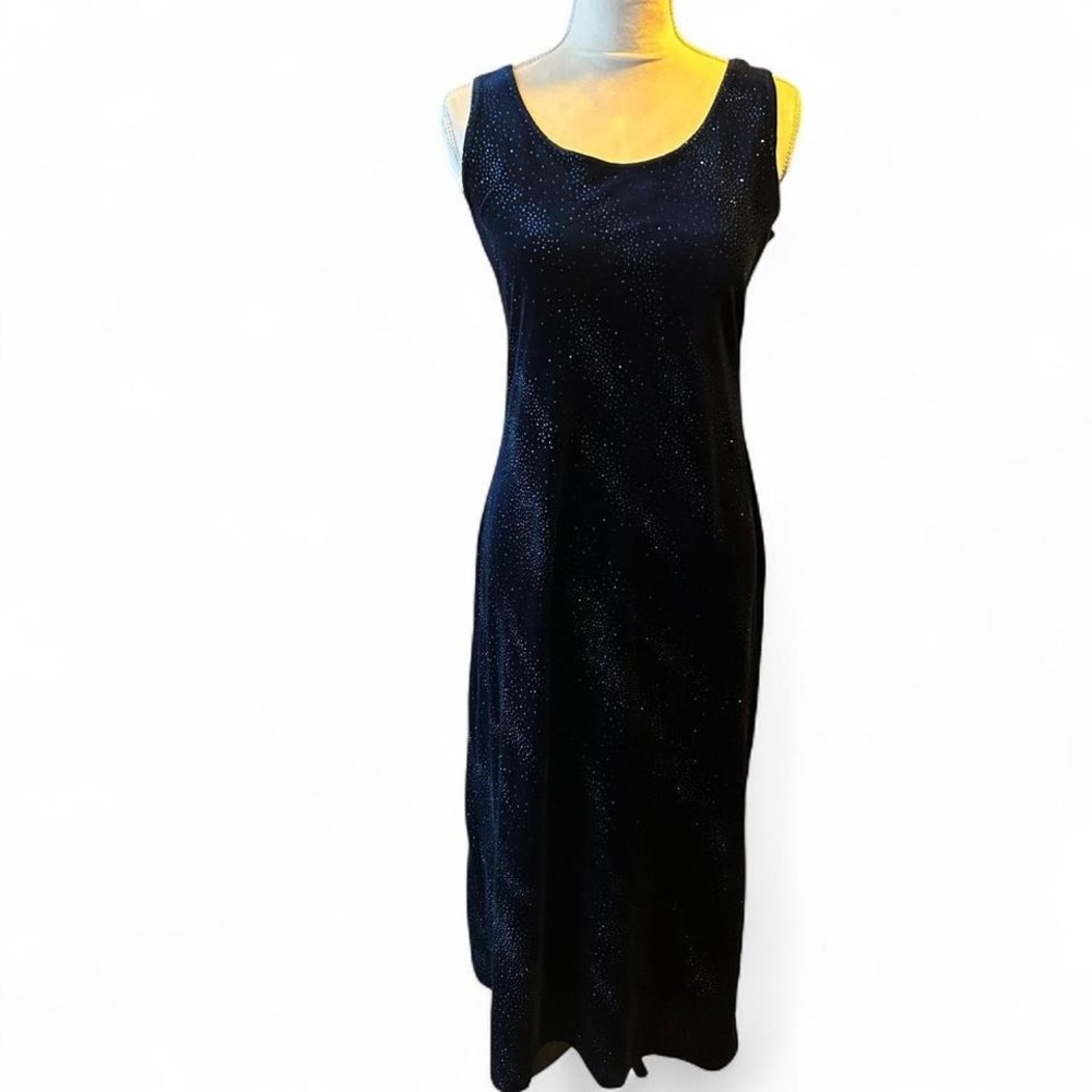 Vintage 90s y2k dress dark blue with sparkles maxi dress juniors 11-12 EUC